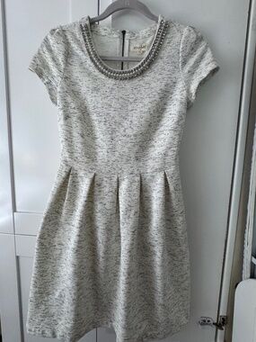 Maison Jules short sleeve fit and flare dress with jewel neckline